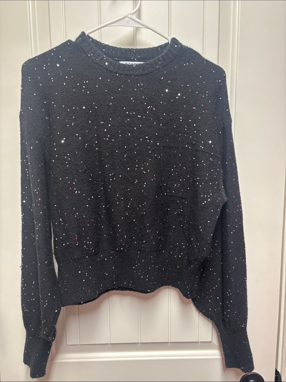 Old Navy Black Sequin Sparkle Crewneck Sweater size M